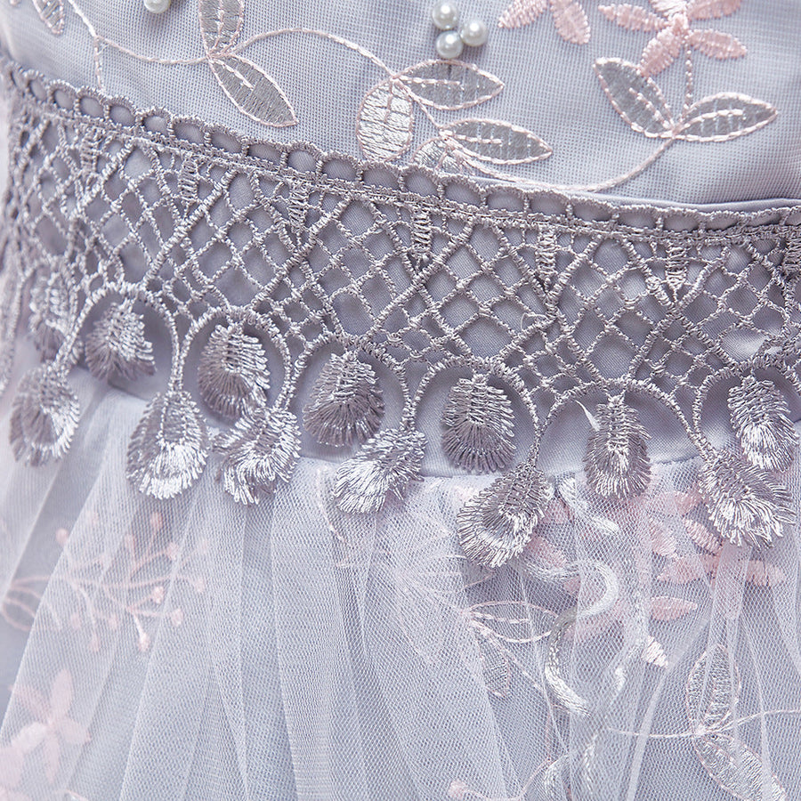 Ball Gown Scoop Half Sleeves Flower Girl Dresses with Beading