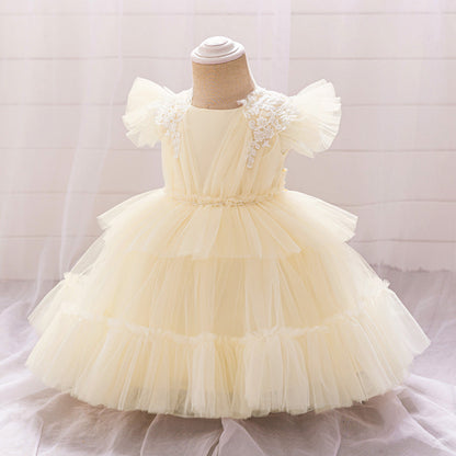 Ball Gown Scoop Flying Sleeves Flower Girl Dresses with Applique