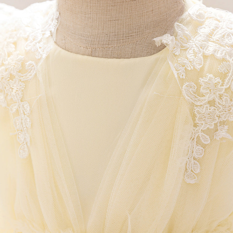 Ball Gown Scoop Flying Sleeves Flower Girl Dresses with Applique