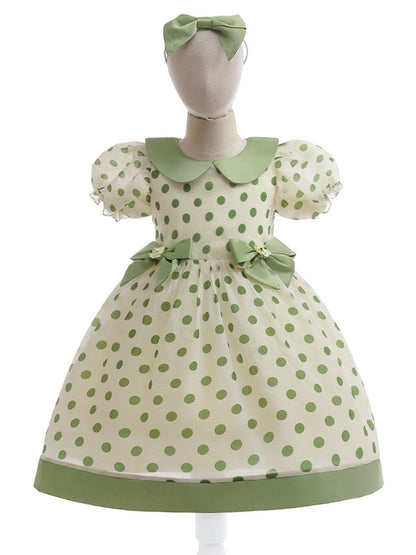 Ball Gown Scoop Puff Sleeves Bow knot Flower Girl Dresses