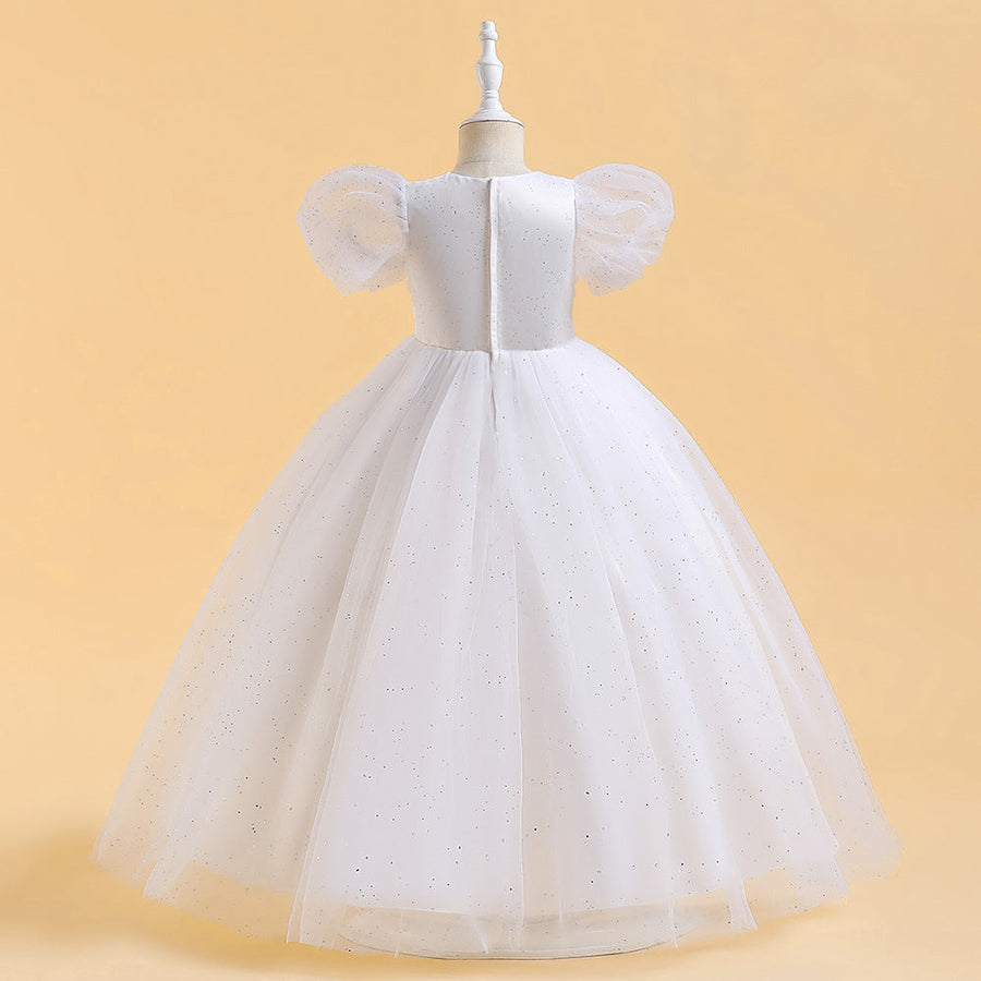 Ball Gown Scoop Puff Sleeves Sequins Flower Girl Dresses