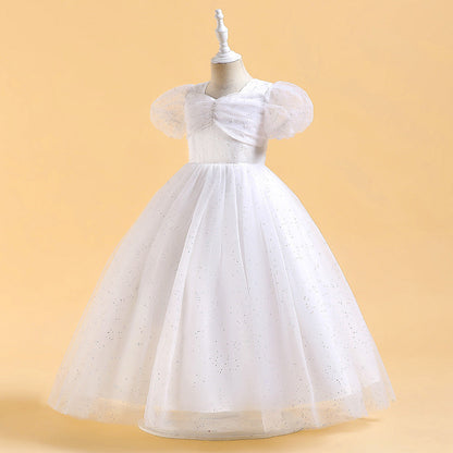 Ball Gown Scoop Puff Sleeves Sequins Flower Girl Dresses