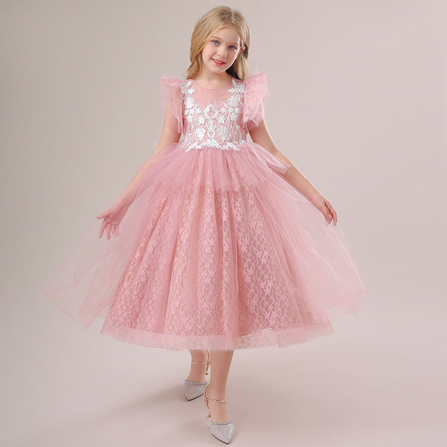Ball Gown Scoop Flying Sleeves Sequins Flower Girl Dresses