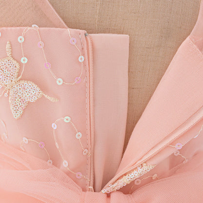 Ball Gown Scoop Puff Sleeves Sequins Flower Girl Dresses