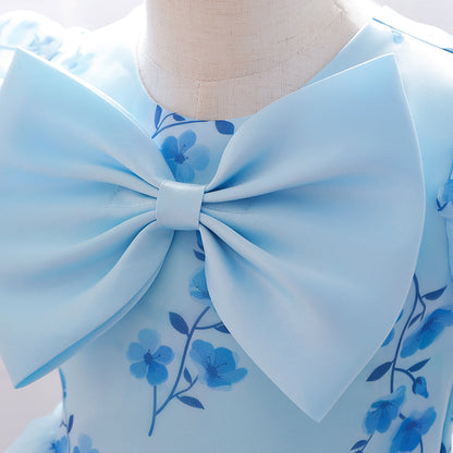 Ball Gown Scoop Puff Sleeves Ruched Flower Girl Dresses