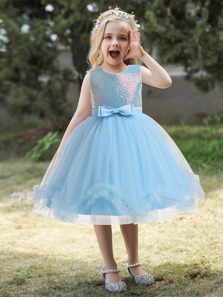 Ball Gown Scoop Sleeveless Ruched Christmas Dresses for Girls