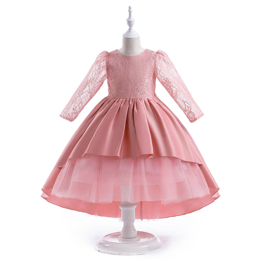 Ball Gown Scoop 3/4 Sleeves Tiered Flower Girl Dresses