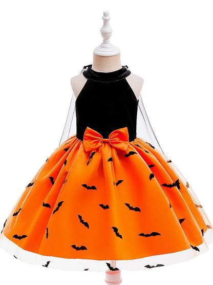 Ball Gown Scoop Neck Sleeveless Knee-Length Halloween Dresses for Girls With Sash