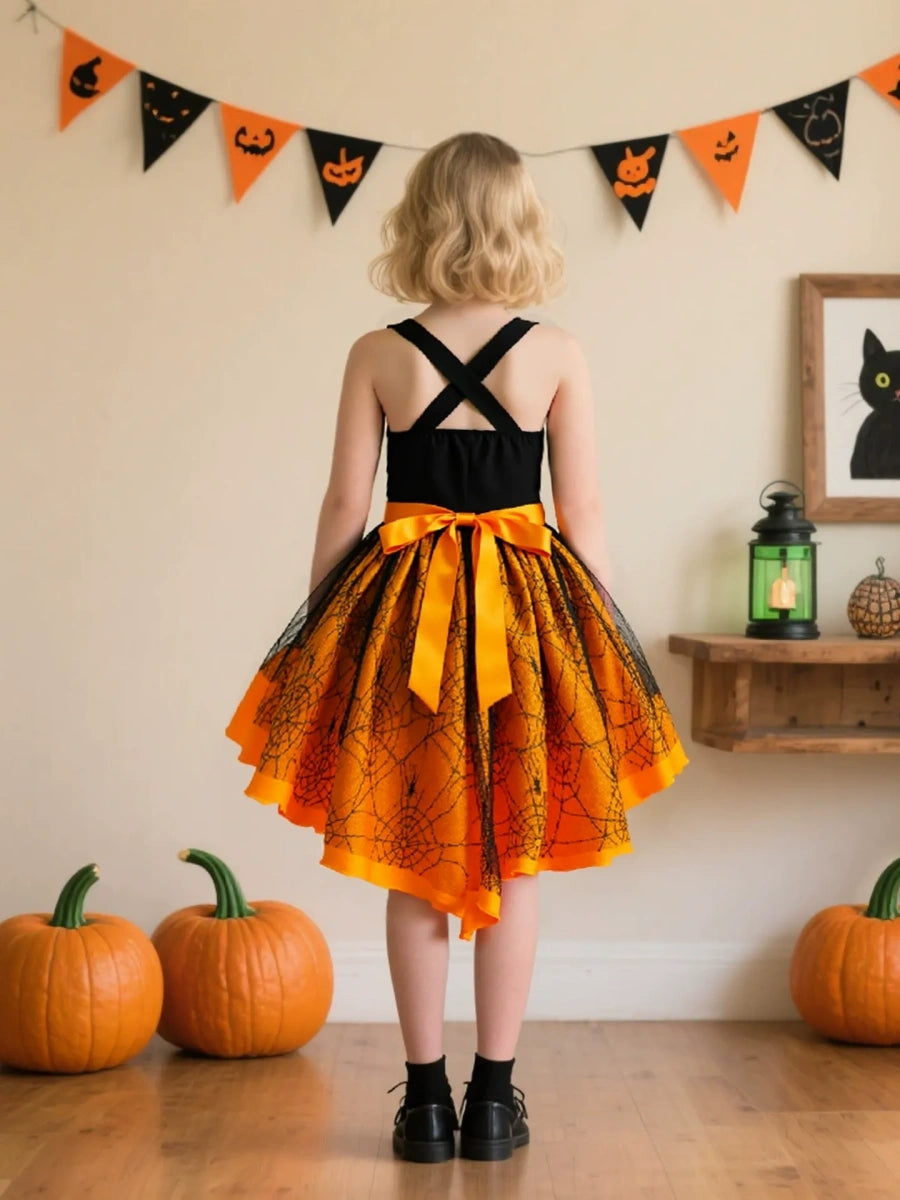 Ball Gown Square Neck Sleeveless Knee-Length Halloween Dresses for Girls With Pleats