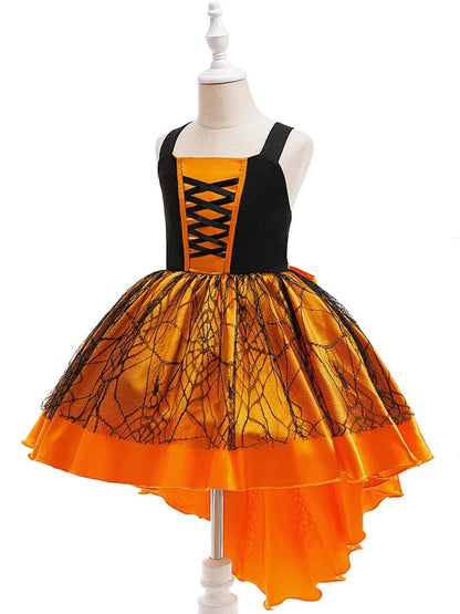 Ball Gown Square Neck Sleeveless Knee-Length Halloween Dresses for Girls With Pleats