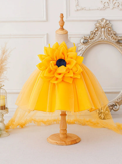 Ball Gown Spaghetti Straps Sleeveless Knee-Length Two Pieces Flower Girl Dresses With 3D Floral