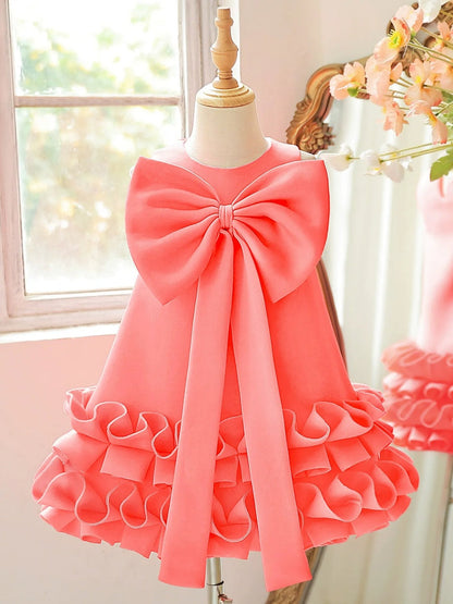 A-Line/Princess Scoop Sleeveless Knee-Length Flower Girl Dresses With Bowknot & Ruffles