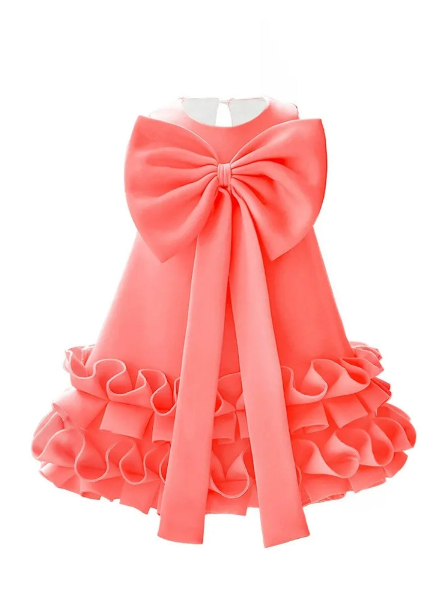 A-Line/Princess Scoop Sleeveless Knee-Length Flower Girl Dresses With Bowknot & Ruffles