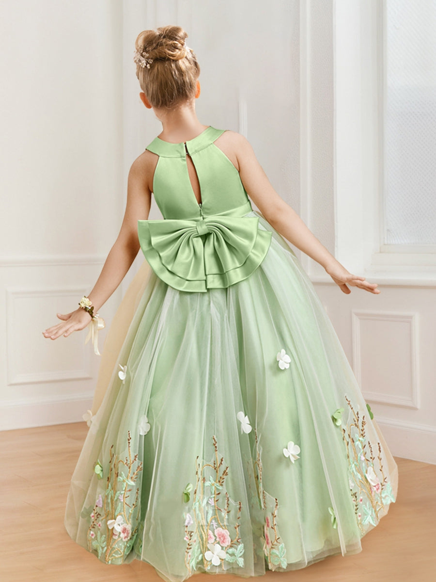 A-Line/Princess Scoop Neck Flower Girl Dresses with Floral Appliques