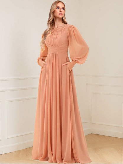 A-Line/Princess Floor-Length Long Sleeves Mother of the Bride Dresses With Sash