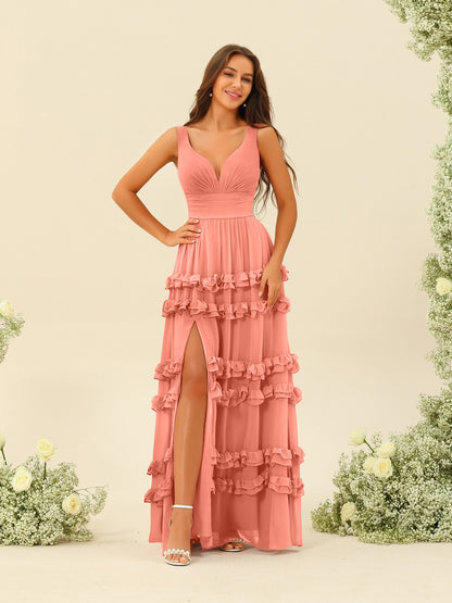 A-Line/Princess Floor-Length Sleeveless Bridesmaid Dresses With Appliques