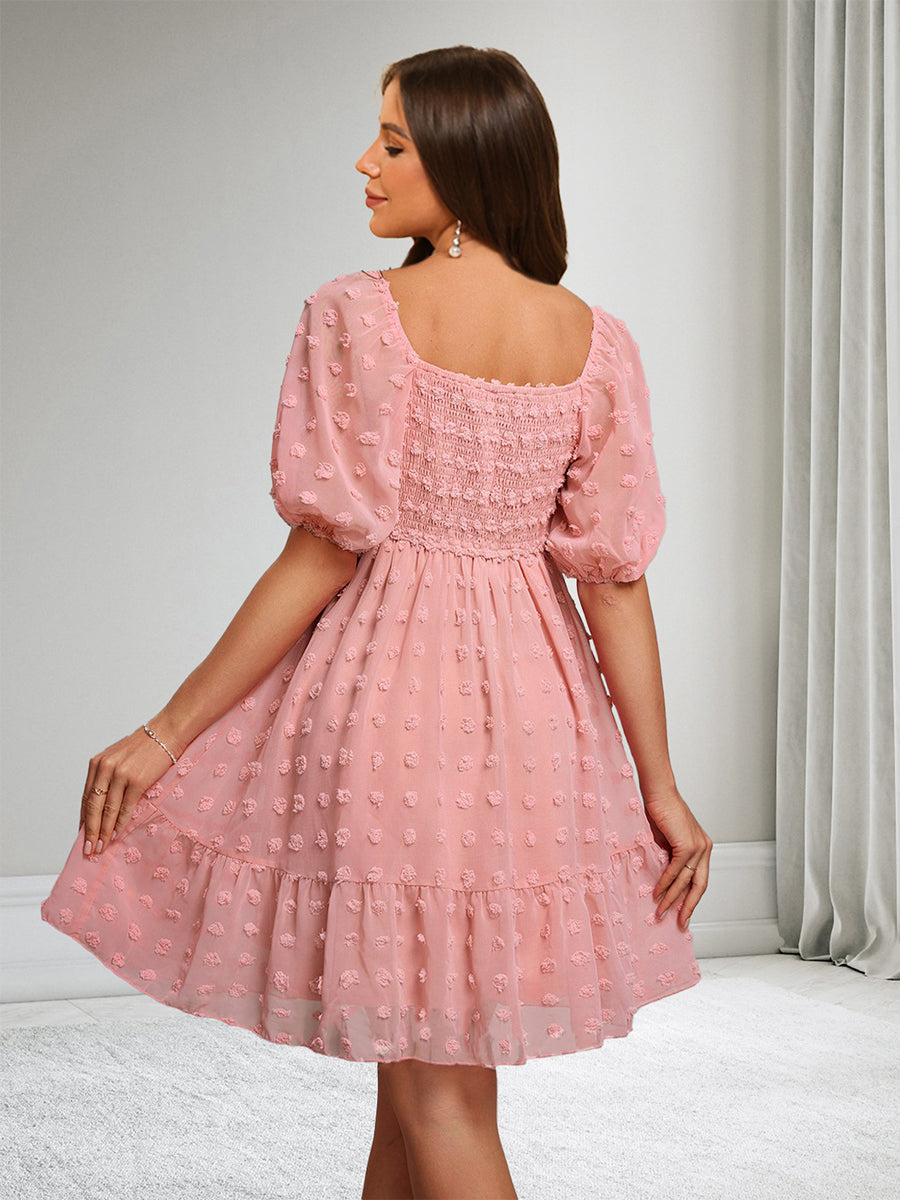 A-Line/Princess V-Neck Short Sleeves Classic Maternity Dresses with Dots & Ruffles