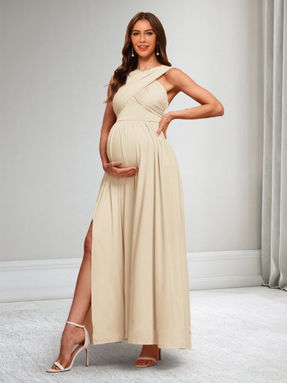 A-Line/Princess V-Neck Sleeveless Elegant Maternity Dresses with Split Side