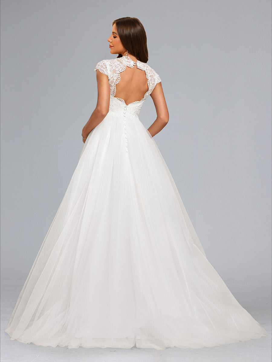 A-Line/Princess V-Neck Long Tulle Luxurious Maternity Dresses with Appliques