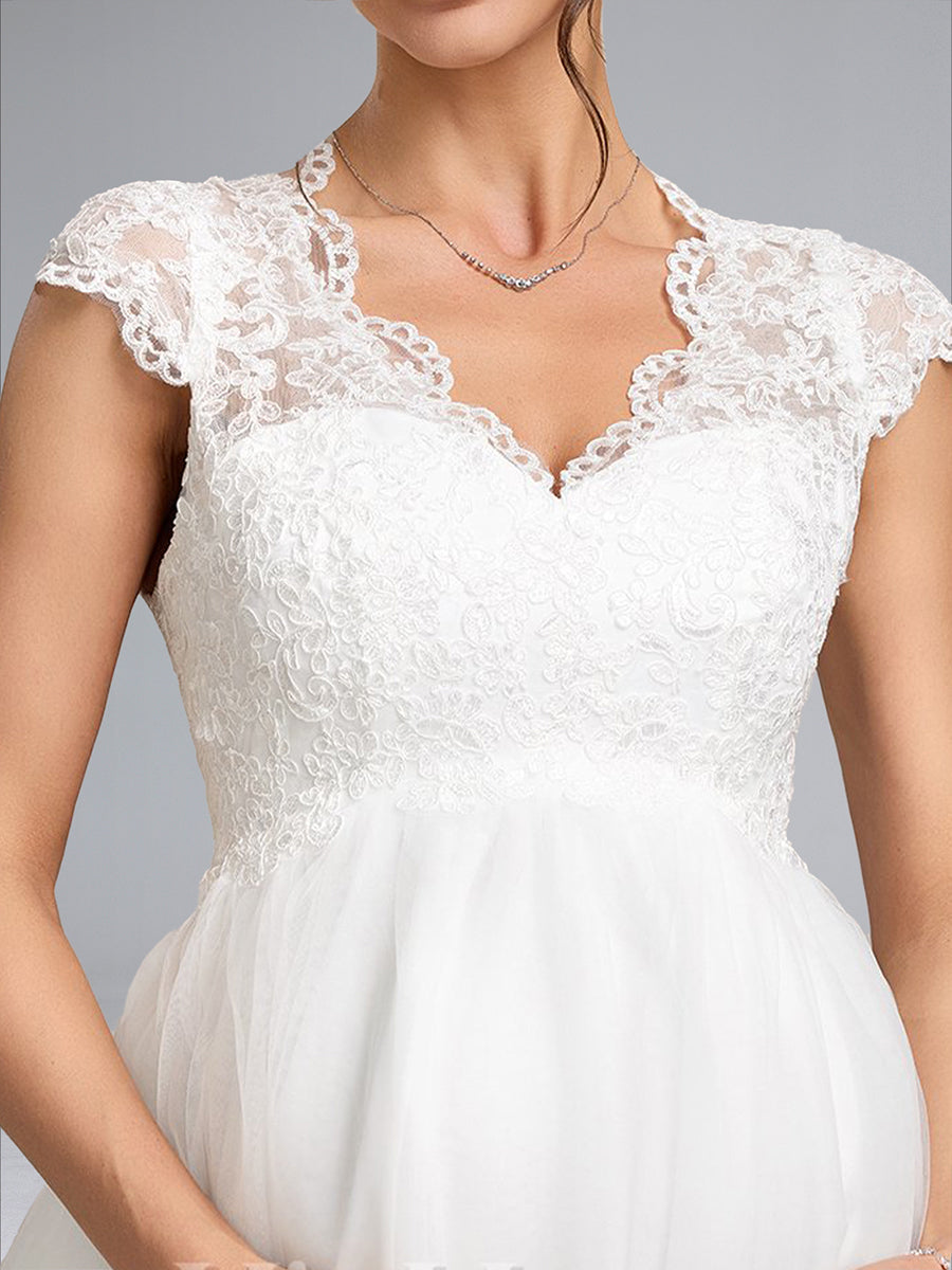 A-Line/Princess V-Neck Long Tulle Luxurious Maternity Dresses with Appliques