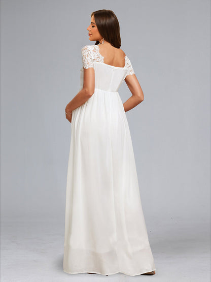 A-Line/Princess Sweetheart Short Sleeves Ruched Maternity Dresses with Appliques