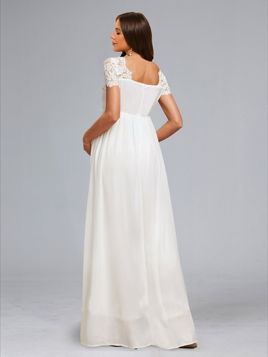 A-Line/Princess Sweetheart Short Sleeves Ruched Maternity Dresses with Appliques