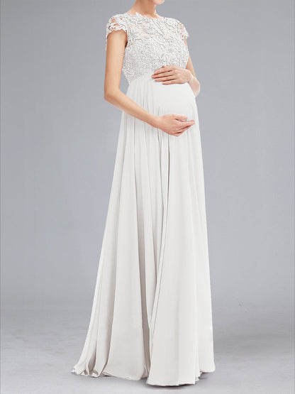 A-Line/Princess Scoop Lace Floor-Length Maternity Dresses with Appliques