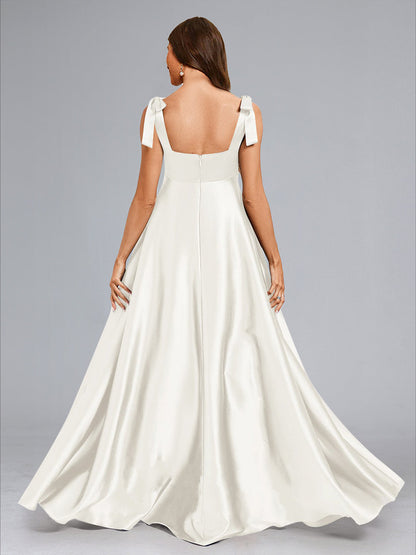 A-Line/Princess Square Neck Sleeveless Long Maternity Dresses with Split Side
