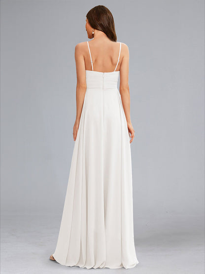 A-Line/Princess Spaghetti Straps Sleeveless Ruched Chiffon Maternity Dresses
