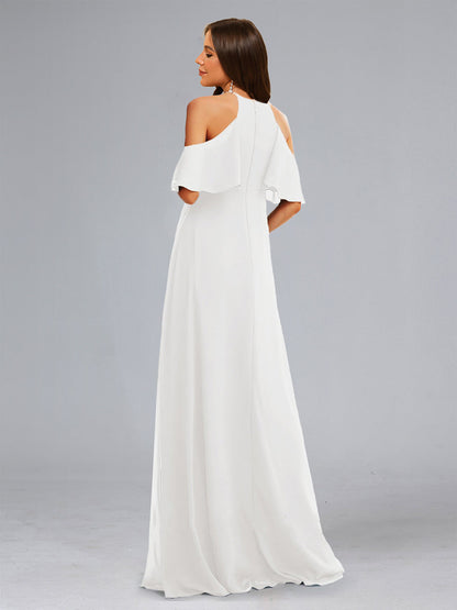 Sweet A-Line/Princess Halter Floor-Length Maternity Dresses with Ruffles