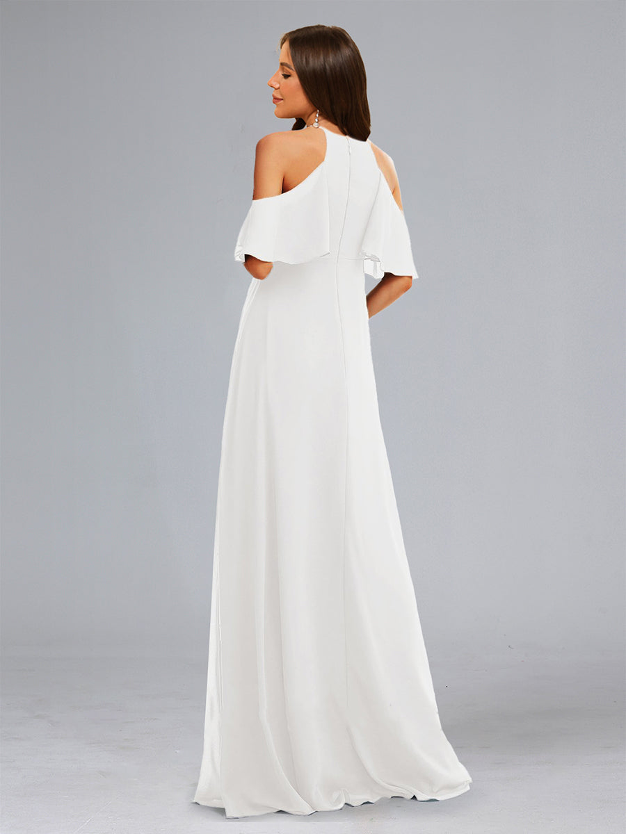 Sweet A-Line/Princess Halter Floor-Length Maternity Dresses with Ruffles