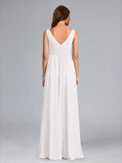 A-Line/Princess V-Neck Sleeveless Ruched Floor-Length Maternity Dresses