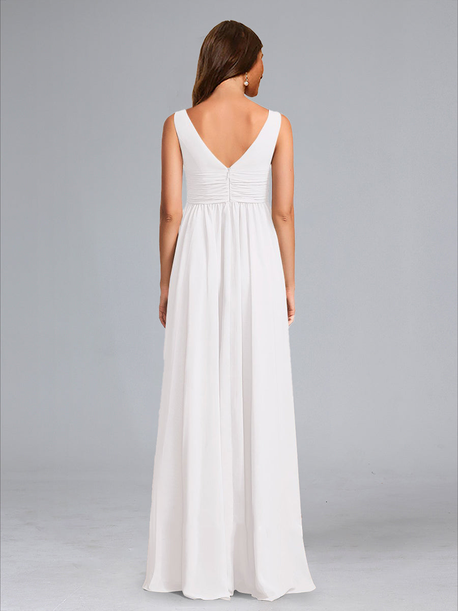A-Line/Princess V-Neck Sleeveless Ruched Floor-Length Maternity Dresses