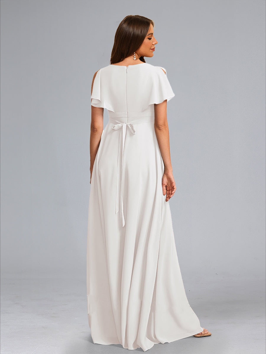 A-Line/Princess V-Neck Flutter Sleeves Ruched Stylish Maternity Dresses