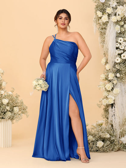 A-Line/Princess Spaghetti Straps Sleeveless Plus Size Bridesmaid Dresses With Split Side