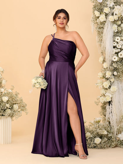 A-Line/Princess Spaghetti Straps Sleeveless Plus Size Bridesmaid Dresses With Split Side