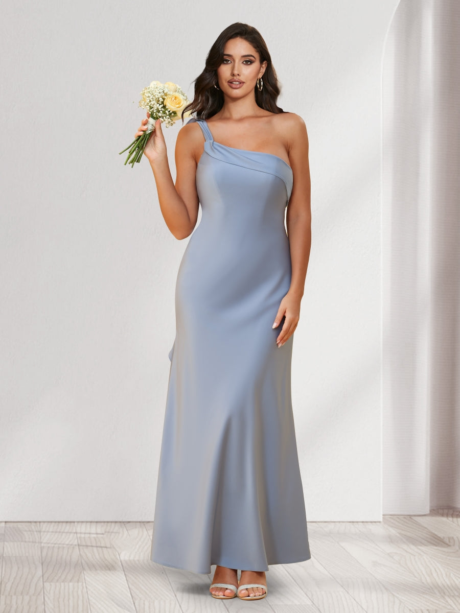 Sheath/Column One-Shoulder Ankle-Length Bridesmaid Dresses