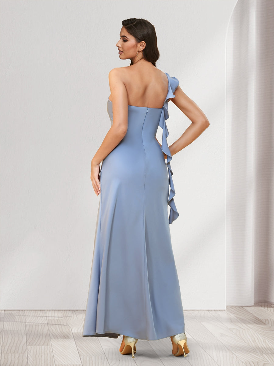 Sheath/Column One-Shoulder Ankle-Length Bridesmaid Dresses