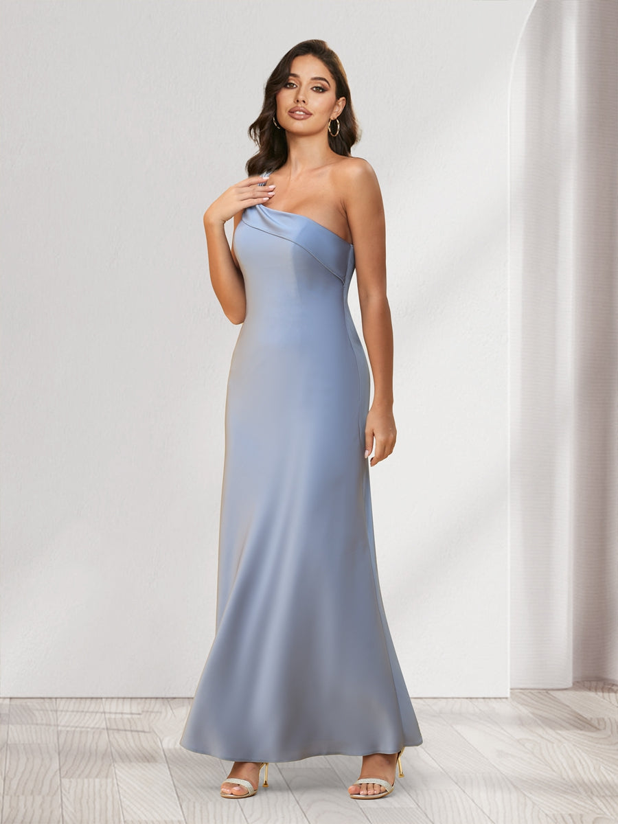 Sheath/Column One-Shoulder Ankle-Length Bridesmaid Dresses