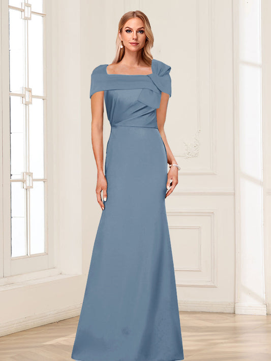 Trumpet/Mermaid Square Neck Short Sleeves Mother of the Bride Dresses with Ruched