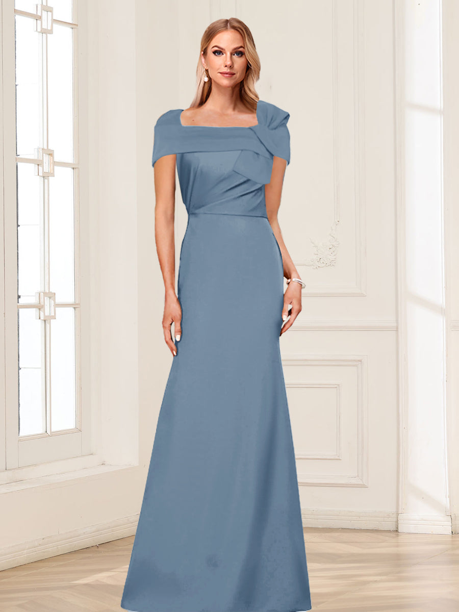 Trumpet/Mermaid Square Neck Short Sleeves Mother of the Bride Dresses with Ruched