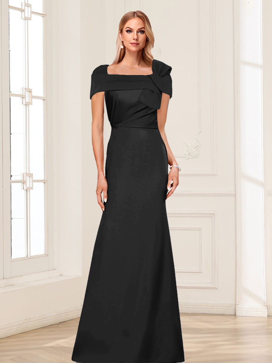 Trumpet/Mermaid Square Neck Short Sleeves Mother of the Bride Dresses with Ruched