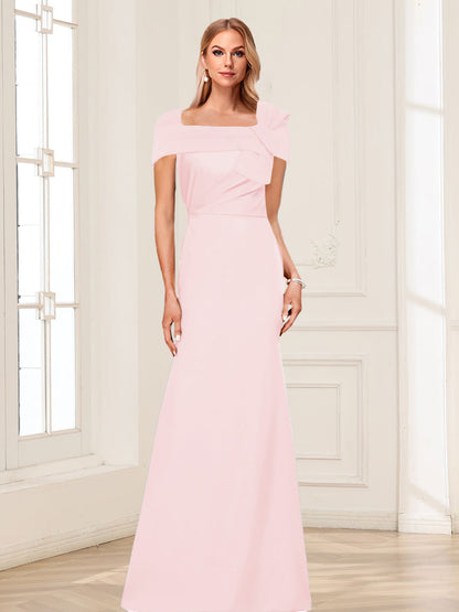 Trumpet/Mermaid Square Neck Short Sleeves Mother of the Bride Dresses with Ruched