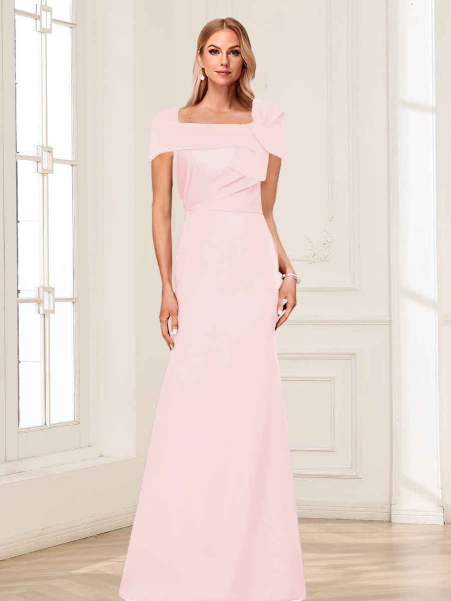 Trumpet/Mermaid Square Neck Short Sleeves Mother of the Bride Dresses with Ruched