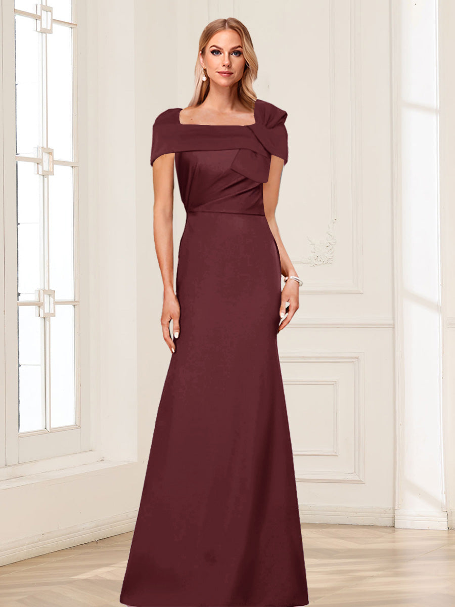 Trumpet/Mermaid Square Neck Short Sleeves Mother of the Bride Dresses with Ruched