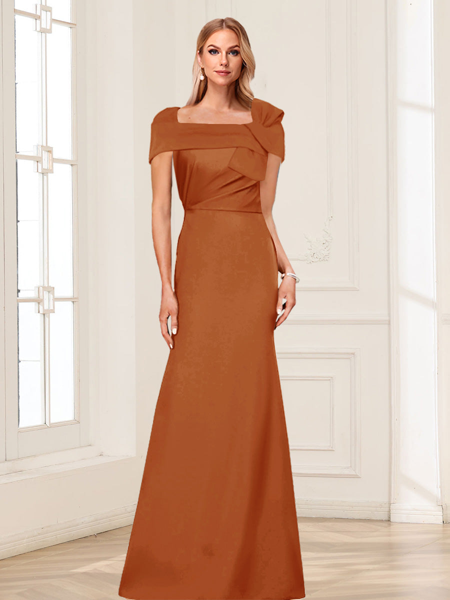 Trumpet/Mermaid Square Neck Short Sleeves Mother of the Bride Dresses with Ruched