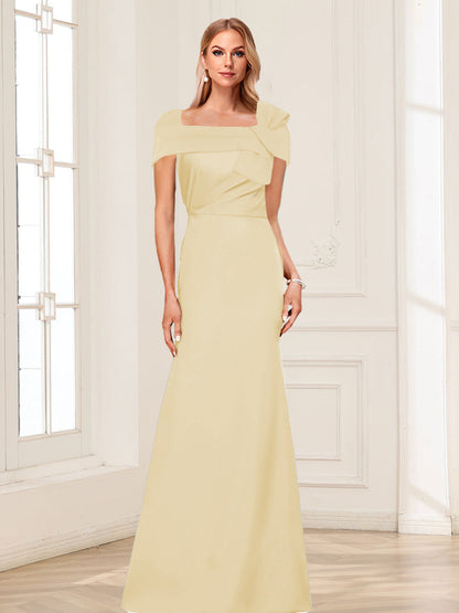 Trumpet/Mermaid Square Neck Short Sleeves Mother of the Bride Dresses with Ruched