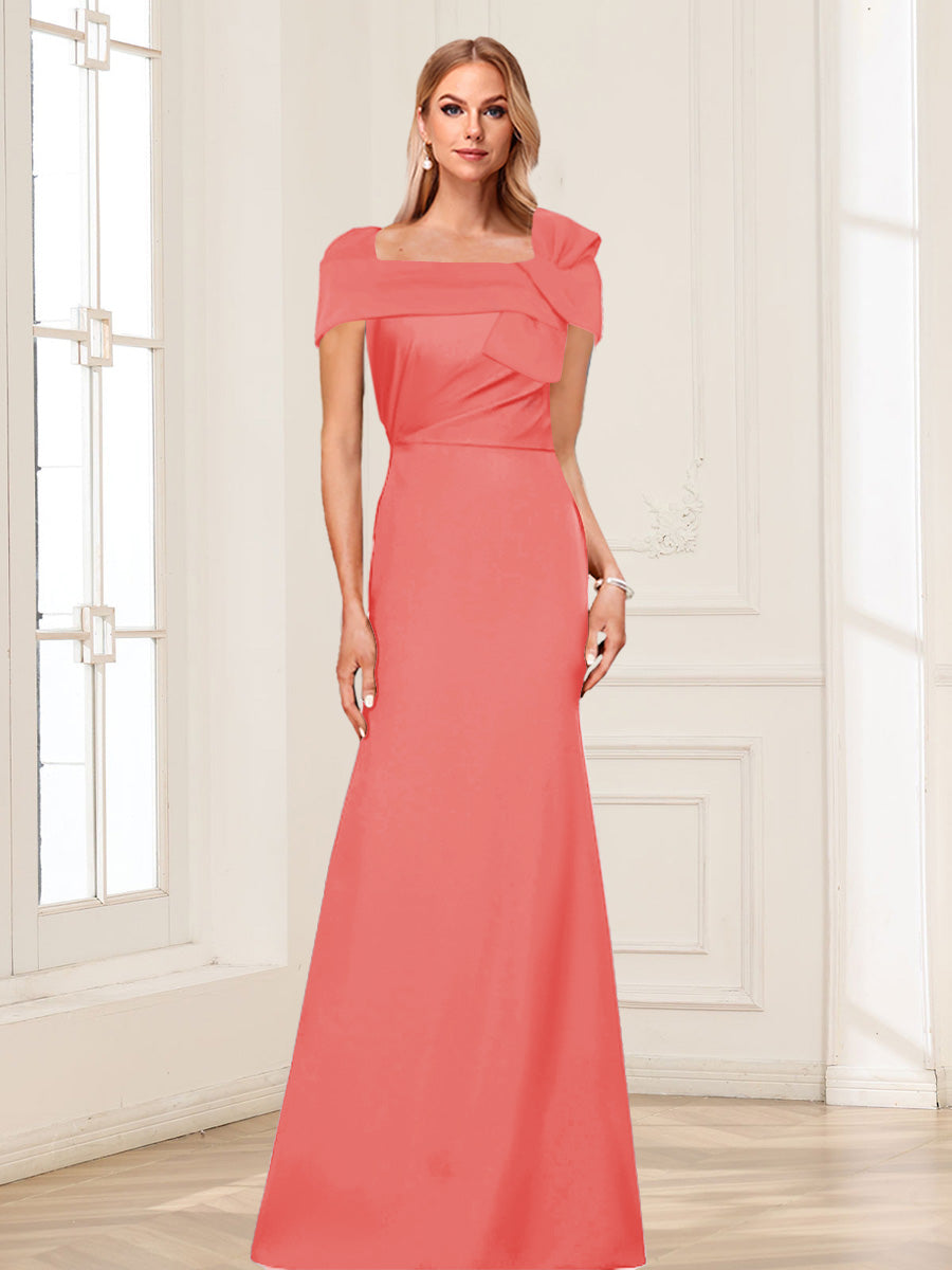 Trumpet/Mermaid Square Neck Short Sleeves Mother of the Bride Dresses with Ruched