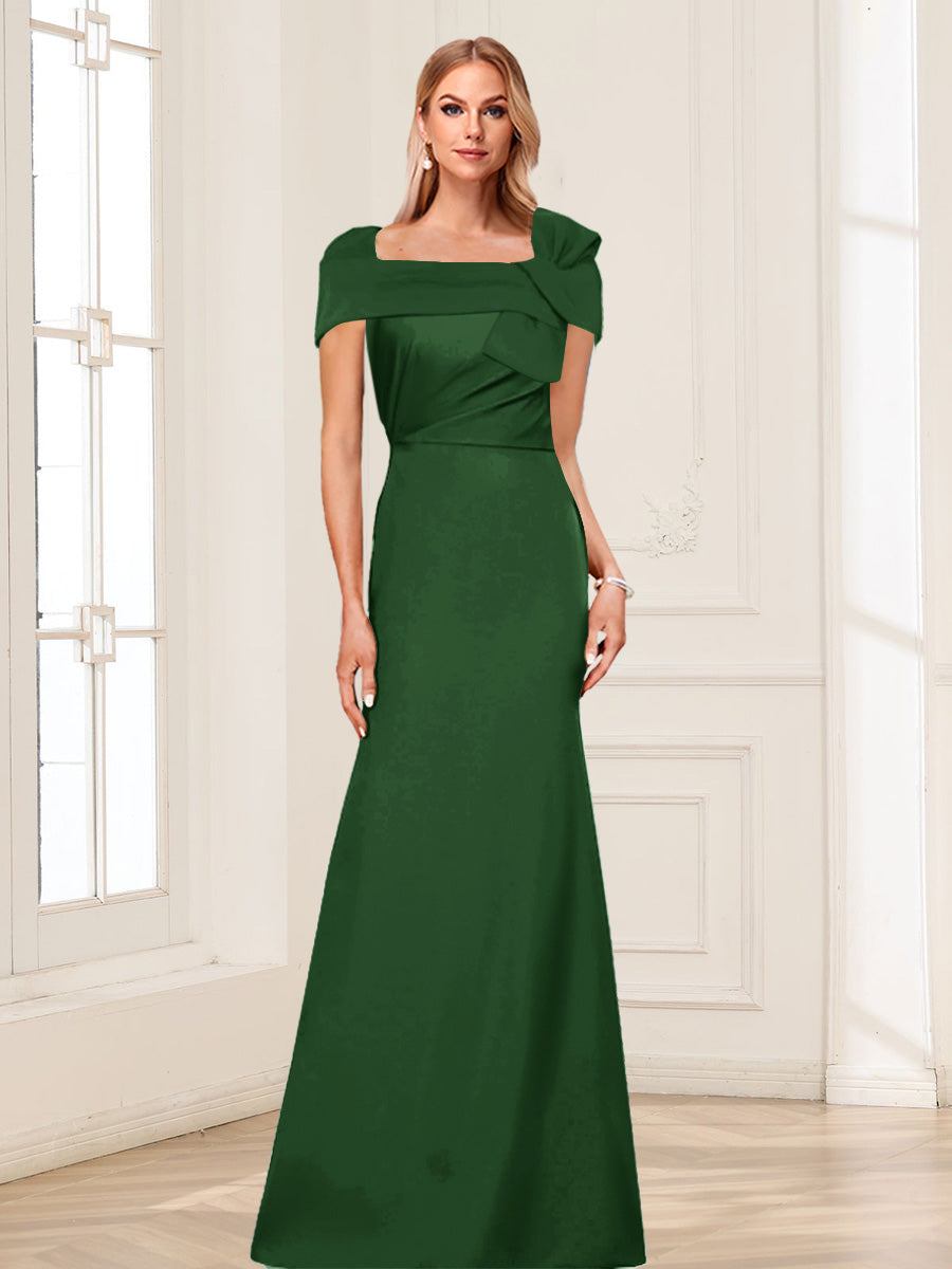 Trumpet/Mermaid Square Neck Short Sleeves Mother of the Bride Dresses with Ruched