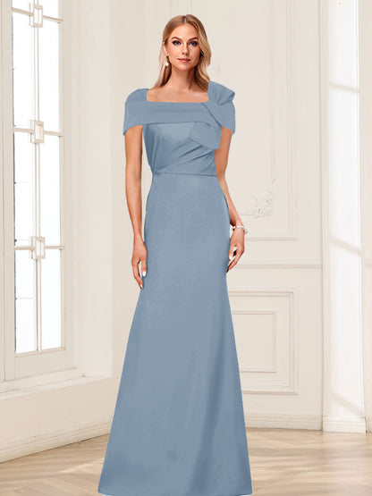 Trumpet/Mermaid Square Neck Short Sleeves Mother of the Bride Dresses with Ruched